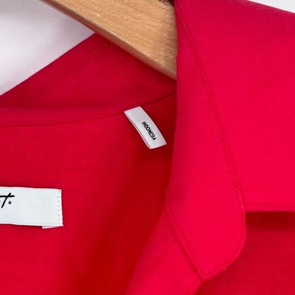 Foxcroft Red Tunic Top embroidered Eyelet Hem Size 10 Cotton popover - Picture 8 of 13